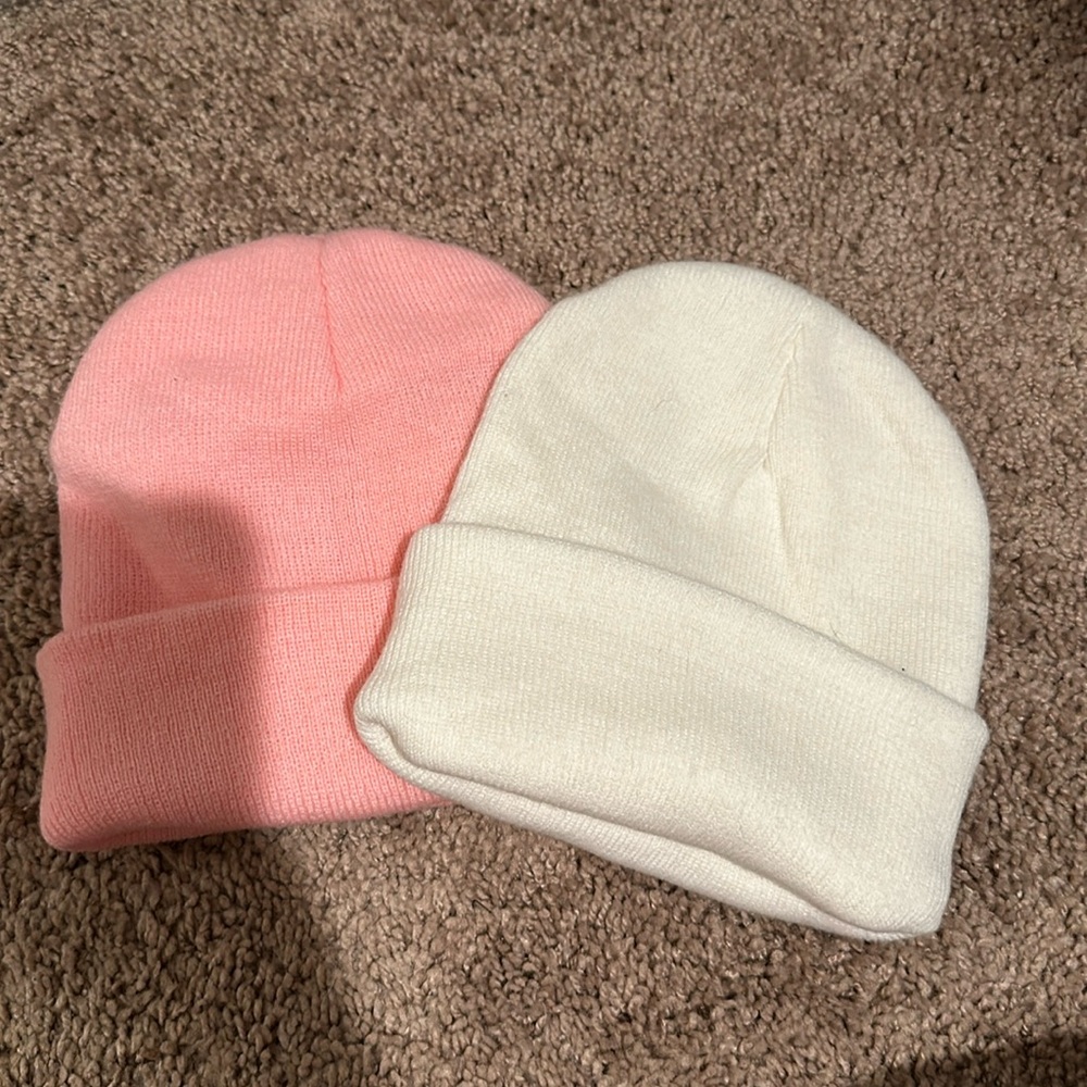 White & Pink children’s beanie